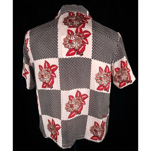 Bode Checker Bloom Floral Silk Bowling Shirt S/M Mens New - Picture 7 of 16